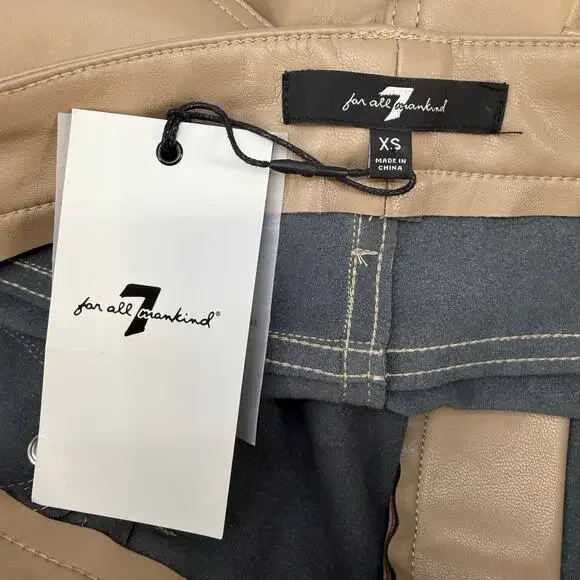 7 For All Mankind Pants Women's XS Tan Faux Leather Preppy Business Casual NWT - Picture 8 of 15